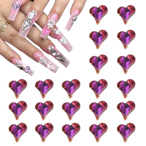 QUARKZMAN 20 Stück 3D Herz Nagel Charme Kristalle Nagel Edelsteine 8x9mm Schiefes Herz-Form Kunst Strass Charme für Valentinstag DIY Dekoration, Bunte Lila QUARKZMAN 20 Stück 3D Herz Nagel Charme Kristalle Nagel Edelsteine 8x9mm Schiefes Herz-Form Kunst Strass Charme für Valentinstag DIY Dekoration, Bunte Lila von QUARKZMAN