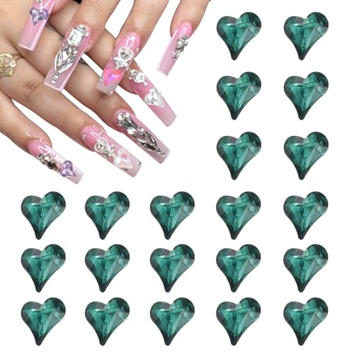 QUARKZMAN 20 Stück 3D Herz Nagel Charme Kristalle Nagel Edelsteine 8x9mm Schiefes Herz-Form Kunst Strass Charme für Valentinstag DIY Dekoration, Grün QUARKZMAN 20 Stück 3D Herz Nagel Charme Kristalle Nagel Edelsteine 8x9mm Schiefes Herz-Form Kunst Strass Charme für Valentinstag DIY Dekoration, Grün von QUARKZMAN