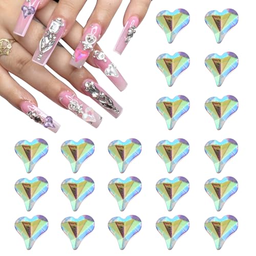 QUARKZMAN 20 Stück 3D Herz Nagel Charme Kristalle Nagel Edelsteine 8x9mm Schiefes Herz-Form Kunst Strass Charme für Valentinstag DIY Dekoration, Rich Gold QUARKZMAN 20 Stück 3D Herz Nagel Charme Kristalle Nagel Edelsteine 8x9mm Schiefes Herz-Form Kunst Strass Charme für Valentinstag DIY Dekoration, Rich Gold von QUARKZMAN