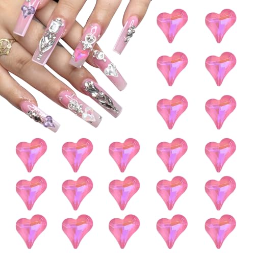 QUARKZMAN 20 Stück 3D Herz Nagel Charme Kristalle Nagel Edelsteine 8x9mm Schiefes Herz-Form Kunst Strass Charme für Valentinstag DIY Dekoration, Rich Pink QUARKZMAN 20 Stück 3D Herz Nagel Charme Kristalle Nagel Edelsteine 8x9mm Schiefes Herz-Form Kunst Strass Charme für Valentinstag DIY Dekoration, Rich Pink von QUARKZMAN