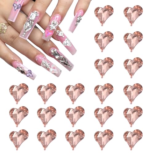 QUARKZMAN 20 Stück 3D Herz Nagel Charme Kristalle Nagel Edelsteine 8x9mm Schiefes Herz-Form Kunst Strass Charme für Valentinstag DIY Dekoration, Roségold QUARKZMAN 20 Stück 3D Herz Nagel Charme Kristalle Nagel Edelsteine 8x9mm Schiefes Herz-Form Kunst Strass Charme für Valentinstag DIY Dekoration, Roségold von QUARKZMAN