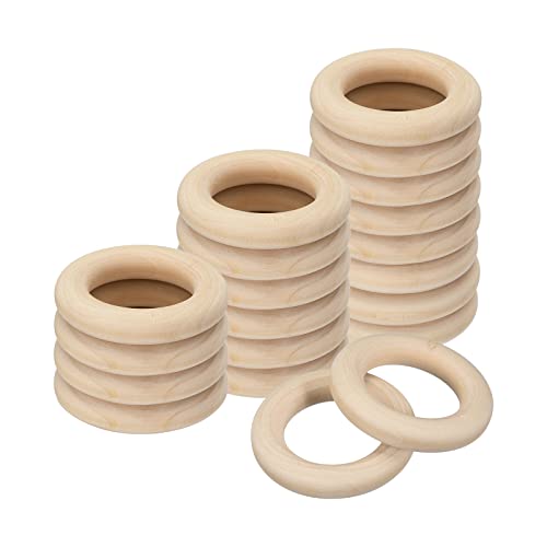 QUARKZMAN 20 Stück 50mm(2") Holzringe zum Basteln, Makramee Ringe 10mm Dick Glatt Unfertig Hölzerne Kreise für DIY Handwerk Ring Anhänger Schmuck Machen Spielzeug, Holzkranz, Bastelring von QUARKZMAN