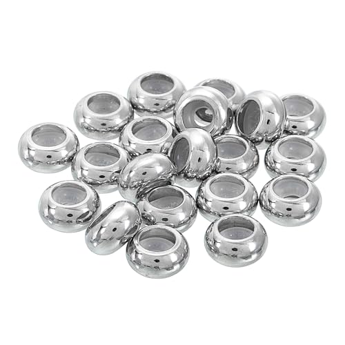 QUARKZMAN 20 Stück 8mmx2.5mm Einfügegummistopper Positionierungsscheiben, Edelstahl verstellbare Schiebeperlen für die Schmuckarmbandherstellung Silber von QUARKZMAN