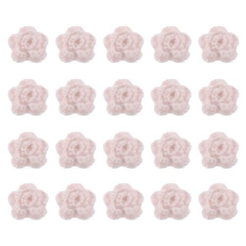 QUARKZMAN 20 Stück Blumen Aufnäher, 50mm Häkelblumen Blumenstickerei Applikationen Verzierungen für DIY Haare Hüte Kleidung Hochzeit Dekor Handwerk, Hellrosa von QUARKZMAN