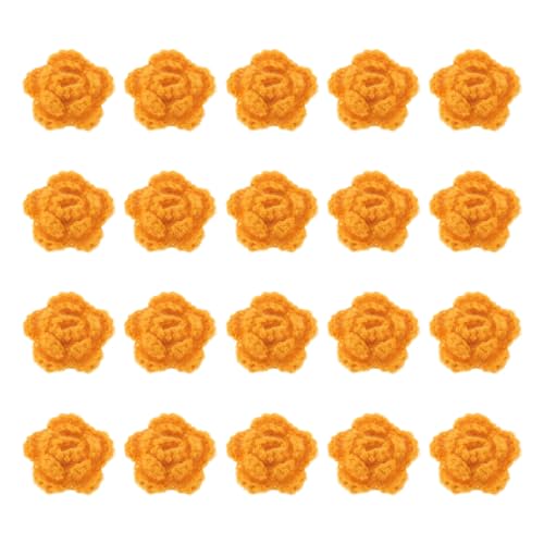QUARKZMAN 20 Stück Blumen Aufnäher, 50mm Häkelblumen Blumenstickerei Applikationen Verzierungen für DIY Haare Hüte Kleidung Hochzeit Dekor Handwerk, Orange von QUARKZMAN