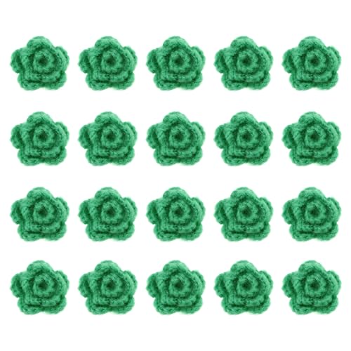 QUARKZMAN 20 Stück Blumen Aufnäher, 50mm Häkelblumen Blumenstickerei Applikationen Verzierungen für DIY Haare Hüte Kleidung Hochzeit Dekor Handwerk, Türkis von QUARKZMAN