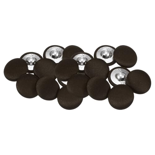 QUARKZMAN 20 Stück Braun Knöpfe mit Stoffüberzug 20mm Satinstoff Bezogen Nähknöpfe Runde Bastelknöpfe Metallschaft Ösenknöpfe Vintage für Mantel Kleidung Jacke Blazer Anzüge DIY von QUARKZMAN