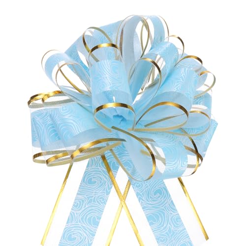 QUARKZMAN 20 Stück Geschenk Schleife 16 cm Geschenkbänder Matte Ziehschleife Groß Dekoschleife für Geschenkverpackung Hochzeit Tüten Weihnachten Körbe Auto Deko, Hellblau von QUARKZMAN