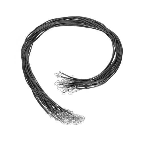 QUARKZMAN 20 Stück Gewachste Halskette Schnur Bulk Schwarz 2mm Durchmesser 24" Halskette Schnur Seil mit Kettenverschluss für Anhänger Armbänder Schmuckherstellung Zubehör QUARKZMAN 20 Stück Gewachste Halskette Schnur Bulk Schwarz 2mm Durchmesser 24" Halskette Schnur Seil mit Kettenverschluss für Anhänger Armbänder Schmuckherstellung Zubehör von QUARKZMAN