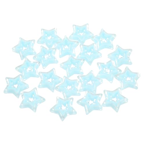 QUARKZMAN 20 Stück Glasperlen zum Auffädeln Hohle Sternförmige Perlen, 22x6mm Acryl Mini Glitzernde Kleine Stern Bulk Perlen für Armbänder Selber Machen Ohrring Bastelarbeiten (Hellblau) von QUARKZMAN
