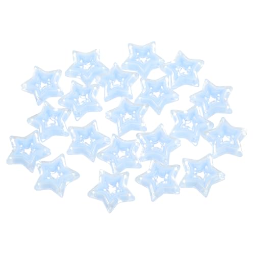 QUARKZMAN 20 Stück Glasperlen zum Auffädeln Hohle Sternförmige Perlen, 22x6mm Acryl Mini Hohle Glitzernde Kleine Stern Bulk Perlen für Armbänder Selber Machen Ohrring Bastelarbeiten (Blau) von QUARKZMAN