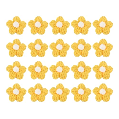 QUARKZMAN 20 Stück Häkelblumen zum Aufnähen, 45 x 45mm Milchbaumwolle handgefertigte florale Applikationen für DIY-Handwerk Haare Hüte Kleidung Dekoration, Gelb&Milchig QUARKZMAN 20 Stück Häkelblumen zum Aufnähen, 45 x 45mm Milchbaumwolle handgefertigte florale Applikationen für DIY-Handwerk Haare Hüte Kleidung Dekoration, Gelb&Milchig von QUARKZMAN