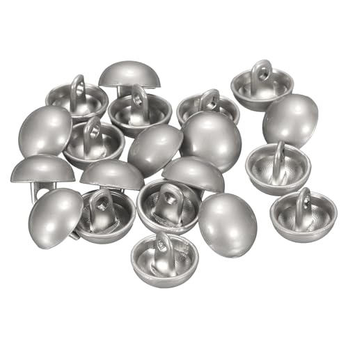 QUARKZMAN 20 Stück Halbrunde Metallnähknöpfe, 11,5 mm / 7/16" Halbrunde Pilzperlenkappen-Metallknöpfe Mit Stiel Für Blazeranzug, Mantel, Jackenstoffbekleidungsdekoration, Mattes Silber von QUARKZMAN