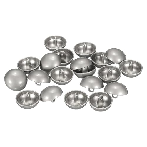 QUARKZMAN 20 Stück Halbrunde Metallnähknöpfe, 18 mm / 21/32" Halbrunde Pilzperlenkappen Metallknöpfe Mit Stiel Für Blazeranzug, Mantel, Jackenstoffbekleidungsdekoration, Mattes Silber von QUARKZMAN