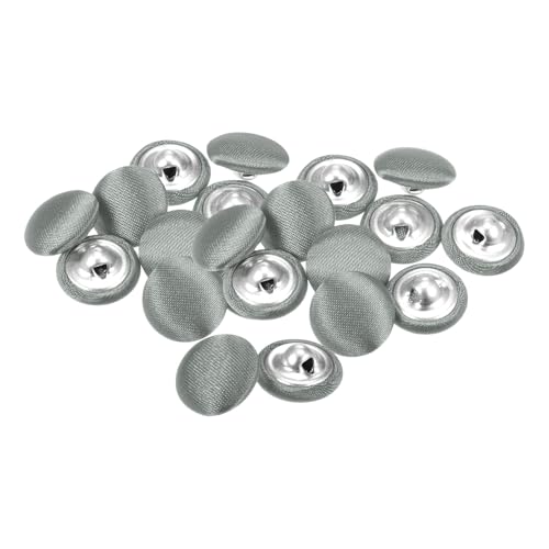 QUARKZMAN 20 Stück Hellgrau Knöpfe mit Stoffüberzug 12,5mm Satinstoff Bezogen Nähknöpfe Runde Bastelknöpfe Metallschaft Ösenknöpfe Vintage für Mantel Kleidung Jacke Blazer Anzüge DIY von QUARKZMAN