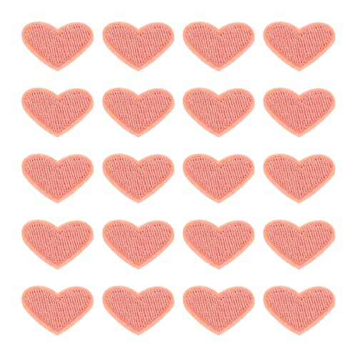 QUARKZMAN 20 Stück Herz Bügeleisen Aufnäher, Niedliche Bestickte Aufnäher zum Aufbügeln Reparatur Aufnäher Herzförmige Transfer Aufnäher für Kleidung Schuhe DIY Dekorationen, Rouge Pink von QUARKZMAN