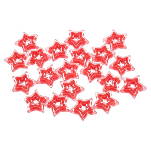 QUARKZMAN 20 Stück Glasperlen zum Auffädeln Hohle Sternförmige Perlen, 22x6mm Acryl Mini Hohle Glitzernde Kleine Stern Bulk Perlen für Armbänder Selber Machen Ohrring Bastelarbeiten (Rot) von QUARKZMAN