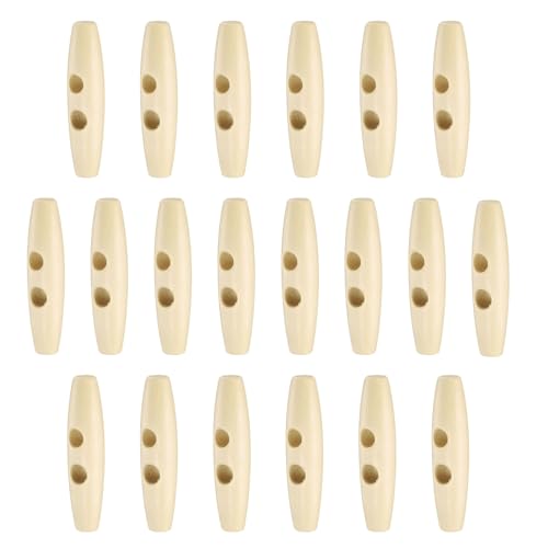 QUARKZMAN 20 Stück Holz Knebelknöpfe 60mm / 2,4" Oliv Nähen Knöpfe 2-Loch Horn Oval Knöpfe Nähen Zubehör für Mantel Pullover Kleidung DIY Handwerk, Naturfarbe von QUARKZMAN