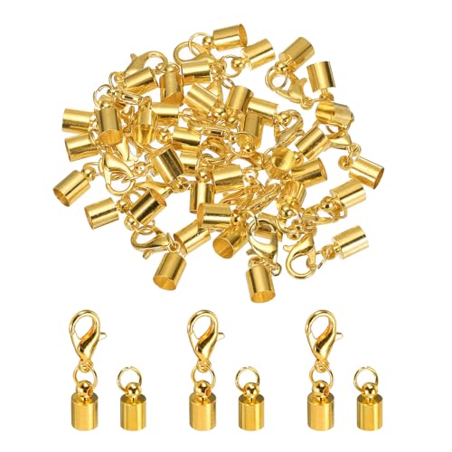 QUARKZMAN 20 Stück Kettenverschluss 4.5 mm Verschlüsse für Armbänder ID Hummerklaue Endkappen für Lederband, Quasten, Schmuckherstellung 6 mm Länge Gold von QUARKZMAN