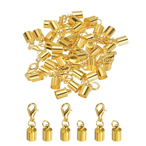 QUARKZMAN 20 Stück Kettenverschluss 5.5 mm Verschlüsse für Armbänder ID Hummerklaue Endkappen für Lederband, Quasten, Schmuckherstellung 6.5 mm Länge Gold von QUARKZMAN