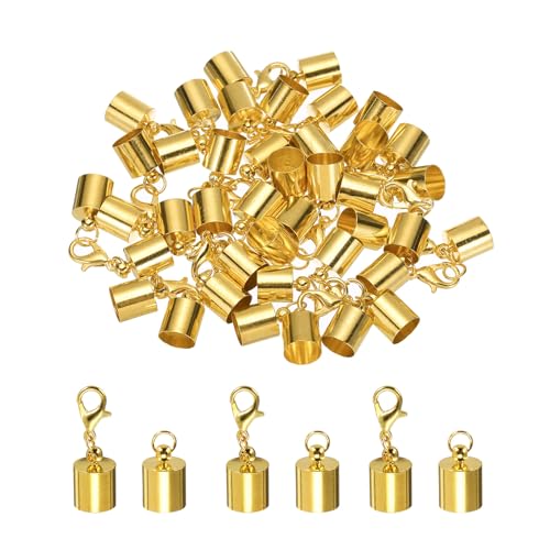 QUARKZMAN 20 Stück Kettenverschluss 8.5 mm Verschlüsse für Armbänder ID Hummerklaue-Verschluss-Endkappen für Lederband, Quasten, Schmuckherstellung 9.5 mm Länge Gold von QUARKZMAN