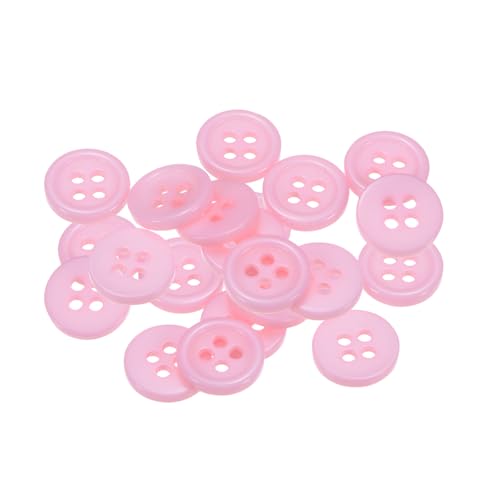 QUARKZMAN 20 Stück Knöpfe 11,5mm Bastelknöpfe Rosa Nähknöpfe Harz Rund Flach 4-Loch Kunststoffknöpfe für Nähen DIY Handwerk Scrapbooking Dekorieren Kleidung Mänteln Blusen Hemden von QUARKZMAN