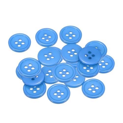QUARKZMAN 20 Stück Knöpfe 15mm Bastelknöpfe Himmelblau Nähknöpfe Harz Rund Flach 4-Loch Kunststoffknöpfe für Nähen DIY Handwerk Scrapbooking Dekorieren Kleidung Mänteln Blusen Hemden von QUARKZMAN