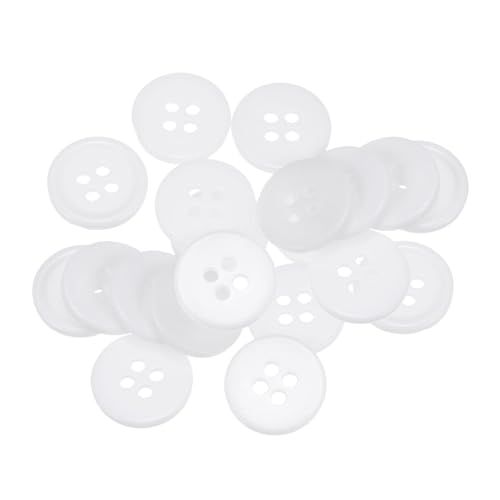 QUARKZMAN 20 Stück Knöpfe 15mm Bastelknöpfe Weiß Nähknöpfe Harz Rund Flach 4-Loch Kunststoffknöpfe für Nähen DIY Handwerk Scrapbooking Dekorieren Kleidung Mänteln Blusen Hemden von QUARKZMAN