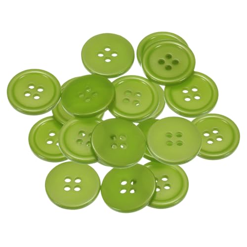 QUARKZMAN 20 Stück Knöpfe 20mm Bastelknöpfe Grün Nähknöpfe Harz Rund Flach 4-Loch Kunststoffknöpfe für Nähen DIY Handwerk Scrapbooking Dekorieren Kleidung Mänteln Blusen Hemden von QUARKZMAN