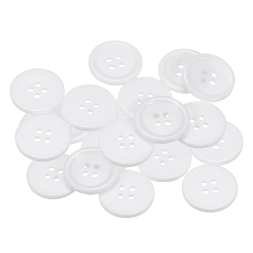 QUARKZMAN 20 Stück Knöpfe 20mm Bastelknöpfe Weiß Nähknöpfe Harz Rund Flach 4-Loch Kunststoffknöpfe für Nähen DIY Handwerk Scrapbooking Dekorieren Kleidung Mänteln Blusen Hemden von QUARKZMAN