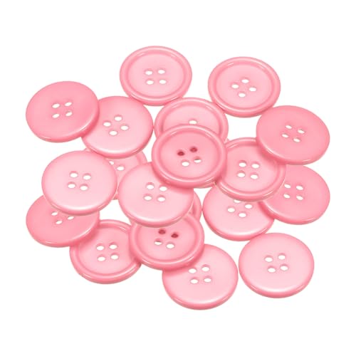 QUARKZMAN 20 Stück Knöpfe 23mm Bastelknöpfe Rosa Nähknöpfe Harz Rund Flach 4-Loch Kunststoffknöpfe für Nähen DIY Handwerk Scrapbooking Dekorieren Kleidung Mänteln Blusen Hemden von QUARKZMAN