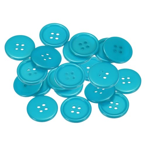 QUARKZMAN 20 Stück Knöpfe 23mm Bastelknöpfe Seeblau Nähknöpfe Harz Rund Flach 4-Loch Kunststoffknöpfe für Nähen DIY Handwerk Scrapbooking Dekorieren Kleidung Mänteln Blusen Hemden von QUARKZMAN