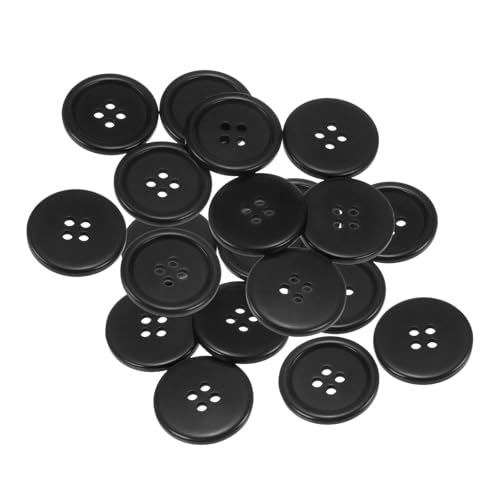 QUARKZMAN 20 Stück Knöpfe 25mm Bastelknöpfe Schwarz Nähknöpfe Harz Rund Flach 4-Loch Kunststoffknöpfe für Nähen DIY Handwerk Scrapbooking Dekorieren Kleidung Mänteln Blusen Hemden von QUARKZMAN