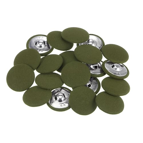 QUARKZMAN 20 Stück Knöpfe mit Stoffüberzug 28mm Runder Metallschaft Ösen Stoffknöpfe mit Stoff bezogen Nähknöpfe Vintage Ösenknöpfe für Anzüge Kleider Blusen Bastel DIY, Armeegrün QUARKZMAN 20 Stück Knöpfe mit Stoffüberzug 28mm Runder Metallschaft Ösen Stoffknöpfe mit Stoff bezogen Nähknöpfe Vintage Ösenknöpfe für Anzüge Kleider Blusen Bastel DIY, Armeegrün von QUARKZMAN