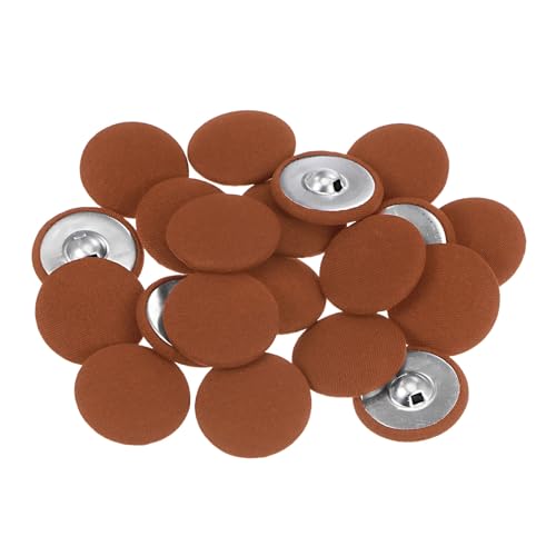 QUARKZMAN 20 Stück Knöpfe mit Stoffüberzug 30mm Runder Metallschaft Ösen Stoffknöpfe mit Stoff bezogen Nähknöpfe Vintage Ösenknöpfe für Anzüge Kleider Blusen Bastel DIY, Karamellfarbe von QUARKZMAN