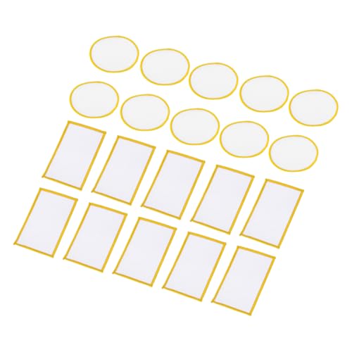 QUARKZMAN 20 Stück Sublimations-Patch Leer, Stoff zum Aufbügeln Leer Wärmeübertragungs-Reparatur-Patch für DIY-Handwerk Mützen Kleidung Schuhe Taschen Weiß mit gelbem Rand von QUARKZMAN