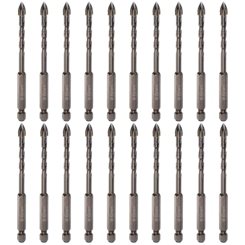 QUARKZMAN 20 Stück Titan-Mauerbohrer, 6mm Betonbohrer Keramikfliesenbohrer mit 1/4" Sechskantschaft 98mm Länge für Keramikfliesen Marmor Spiegelglas Beton Ziegel Kunststoff Holz QUARKZMAN 20 Stück Titan-Mauerbohrer, 6mm Betonbohrer Keramikfliesenbohrer mit 1/4" Sechskantschaft 98mm Länge für Keramikfliesen Marmor Spiegelglas Beton Ziegel Kunststoff Holz von QUARKZMAN