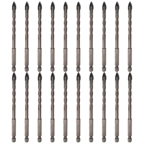 QUARKZMAN 20 Stück Titan-Mauerbohrer, 8mm Betonbohrer Keramikfliesenbohrer mit 1/4" Sechskantschaft 116mm Länge für Keramikfliesen Marmor Spiegel Glas Beton Ziegel Kunststoff Holz QUARKZMAN 20 Stück Titan-Mauerbohrer, 8mm Betonbohrer Keramikfliesenbohrer mit 1/4" Sechskantschaft 116mm Länge für Keramikfliesen Marmor Spiegel Glas Beton Ziegel Kunststoff Holz von QUARKZMAN