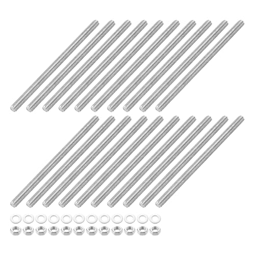 QUARKZMAN 20 Stück Vollgewindestange M3 x 50mm 201 Edelstahl Rechtsgewinde Stangen Mit Muttern Und Unterlegscheiben Vollgewindestange Für Klemmen Aufhänger Und U-Bolzen von QUARKZMAN