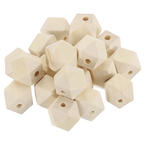 QUARKZMAN 20 Stück geometrische Holzperlen, 20mm/0,79 Zoll Unvollendete geometrische Sechseckperle, Naturfarbene lose Abstandshalterperlen für Schmuckherstellung und Heimdekoration QUARKZMAN 20 Stück geometrische Holzperlen, 20mm/0,79 Zoll Unvollendete geometrische Sechseckperle, Naturfarbene lose Abstandshalterperlen für Schmuckherstellung und Heimdekoration von QUARKZMAN