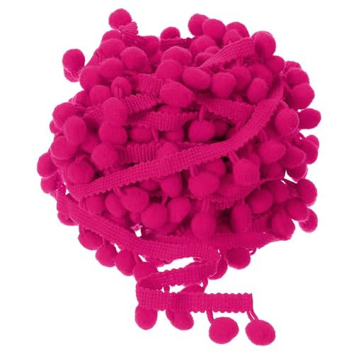 QUARKZMAN 20 Yards Pom Pom Ball Fransenbesatz, Band Nähzubehör DIY Basteln für Zuhause Vorhang Kleidung Kissen Dekoration (12mm, Fuchsia) von QUARKZMAN