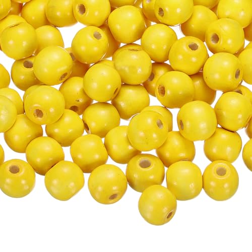 QUARKZMAN 200 Stk Große Loch Holzperlen 15 x 16mm Unbehandelte Natürliche Runde Holzspacer Perlen Haarflechtfassperlen Für DIY Basteln Haarmacramé Schmuckherstellung Gelb von QUARKZMAN