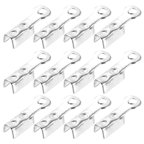 QUARKZMAN 200 Stück Faltbare Kordelenden, 8,1x1,2mm Bandklemmen, Verschlusskappen für Lederhandwerk Schmuckherstellung Diy (Weiß K) von QUARKZMAN