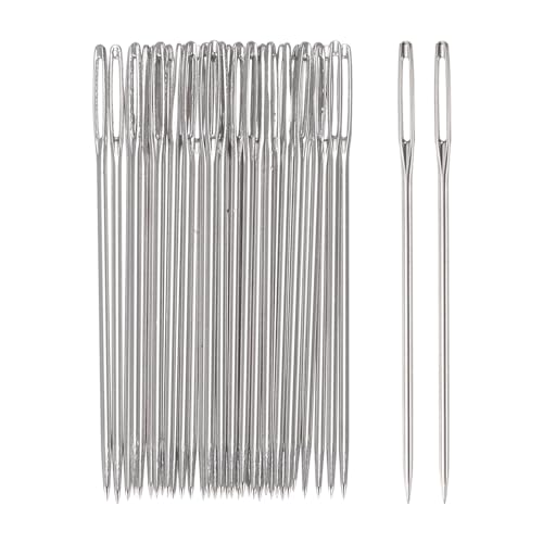 QUARKZMAN 200 Stück Große Augen Nähnadeln 2,05 Zoll Nähen Nadeln aus Edelstahl Leder Nadel Sticknadel Garn Stricknadel Handnähnadeln von QUARKZMAN