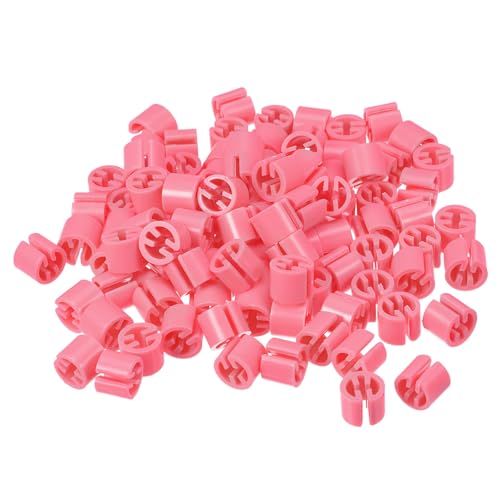 QUARKZMAN 200 Stück Kleiderbügel Marker Leere Etiketten Kunststoff für 3,5mm Drahtbügel Größenmarkierungen Kleidung Größe Tag Aufhänger Größenclips Schnappnummern Farbkodierung, Hot Pink von QUARKZMAN
