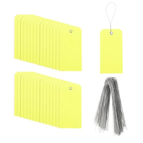 QUARKZMAN 200 Stück Markierungsetiketten mit Schnur, 6,3" x 3,1" Wasserdichte Anhängeetiketten aus rechteckigem Kunststoff mit Schreibfläche für Outdoor-Gepäckkleidung, Gelb QUARKZMAN 200 Stück Markierungsetiketten mit Schnur, 6,3" x 3,1" Wasserdichte Anhängeetiketten aus rechteckigem Kunststoff mit Schreibfläche für Outdoor-Gepäckkleidung, Gelb von QUARKZMAN