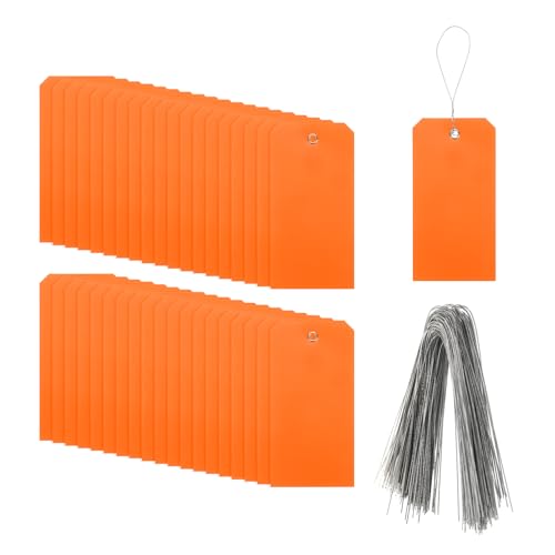 QUARKZMAN 200 Stück Markierungsetiketten mit Schnur, 6,3" x 3,1" Wasserdichte Anhängeetiketten aus rechteckigem Kunststoff mit Schreibfläche für Outdoor-Gepäckkleidung, Orange QUARKZMAN 200 Stück Markierungsetiketten mit Schnur, 6,3" x 3,1" Wasserdichte Anhängeetiketten aus rechteckigem Kunststoff mit Schreibfläche für Outdoor-Gepäckkleidung, Orange von QUARKZMAN