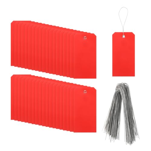 QUARKZMAN 200 Stück Markierungsetiketten mit Schnur, 6,3" x 3,1" Wasserdichte Anhängeetiketten aus rechteckigem Kunststoff mit Schreibfläche für Outdoor-Gepäckkleidung, Rot QUARKZMAN 200 Stück Markierungsetiketten mit Schnur, 6,3" x 3,1" Wasserdichte Anhängeetiketten aus rechteckigem Kunststoff mit Schreibfläche für Outdoor-Gepäckkleidung, Rot von QUARKZMAN