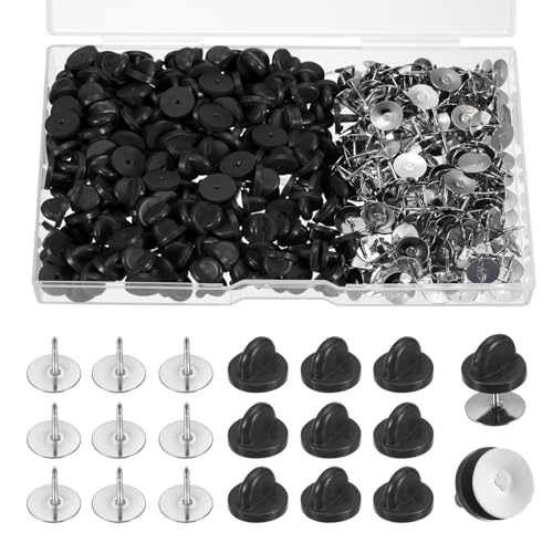 QUARKZMAN 200 Stück Paar Pin-Verschlüsse, Sicherheitsnadel-Verschlüsse für Pin-Halter, Verriegelungsklammern, leere Rückseite für Rucksäcke, Hüte, Abzeichen, Schwarz von QUARKZMAN