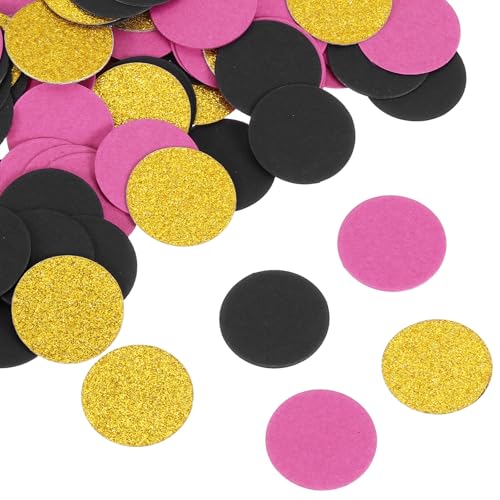 QUARKZMAN 200 Stück Runde Konfetti Glitzer Farbiges Papier Tisch Buntpapier Dekor für Party Hochzeit Festival Dekorationen, 3x3cm, Gold, Pink, Schwarz QUARKZMAN 200 Stück Runde Konfetti Glitzer Farbiges Papier Tisch Buntpapier Dekor für Party Hochzeit Festival Dekorationen, 3x3cm, Gold, Pink, Schwarz von QUARKZMAN